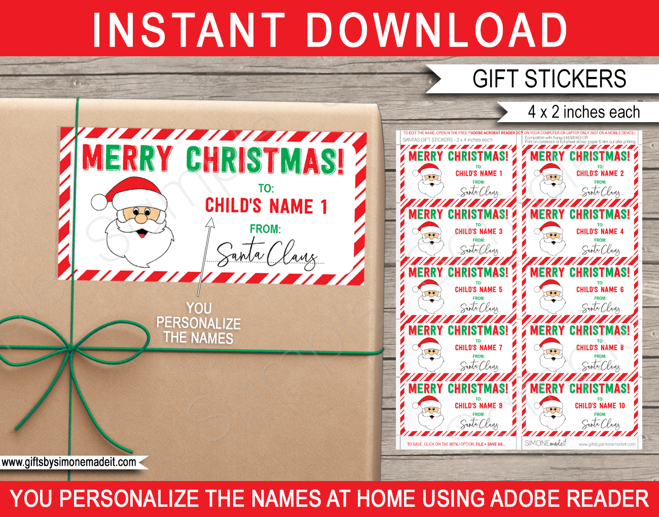 Christmas Gift Labels Template Printable Gift Tags From Santa Claus
