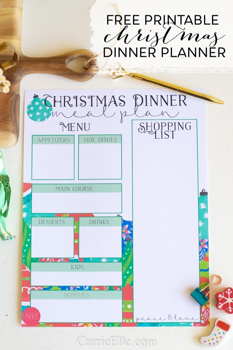 Christmas Meal Planning Printables Carrie Elle