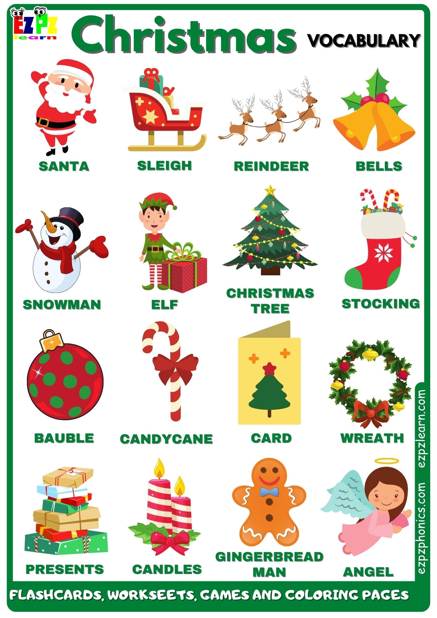 Christmas Vocabulary Free English Vocabulary Resources Flashcards Worksheets Coloring Pages Games And More For ESL Ezpzlearn