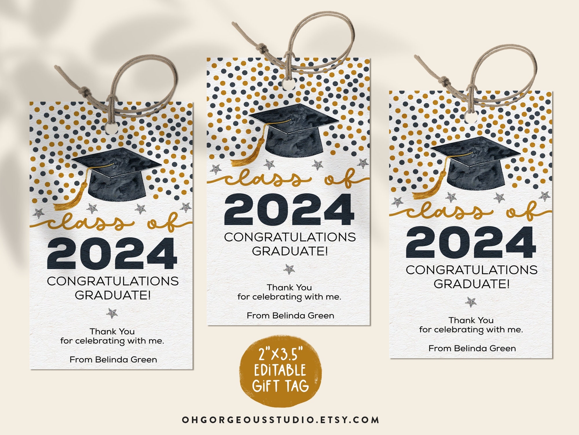 Class Of 2024 Graduation Tag Gift Tag For Grad Graduation Gift Tag Custom Printable Graduation Label For Gift Hang Tag 2024 Graduate Etsy