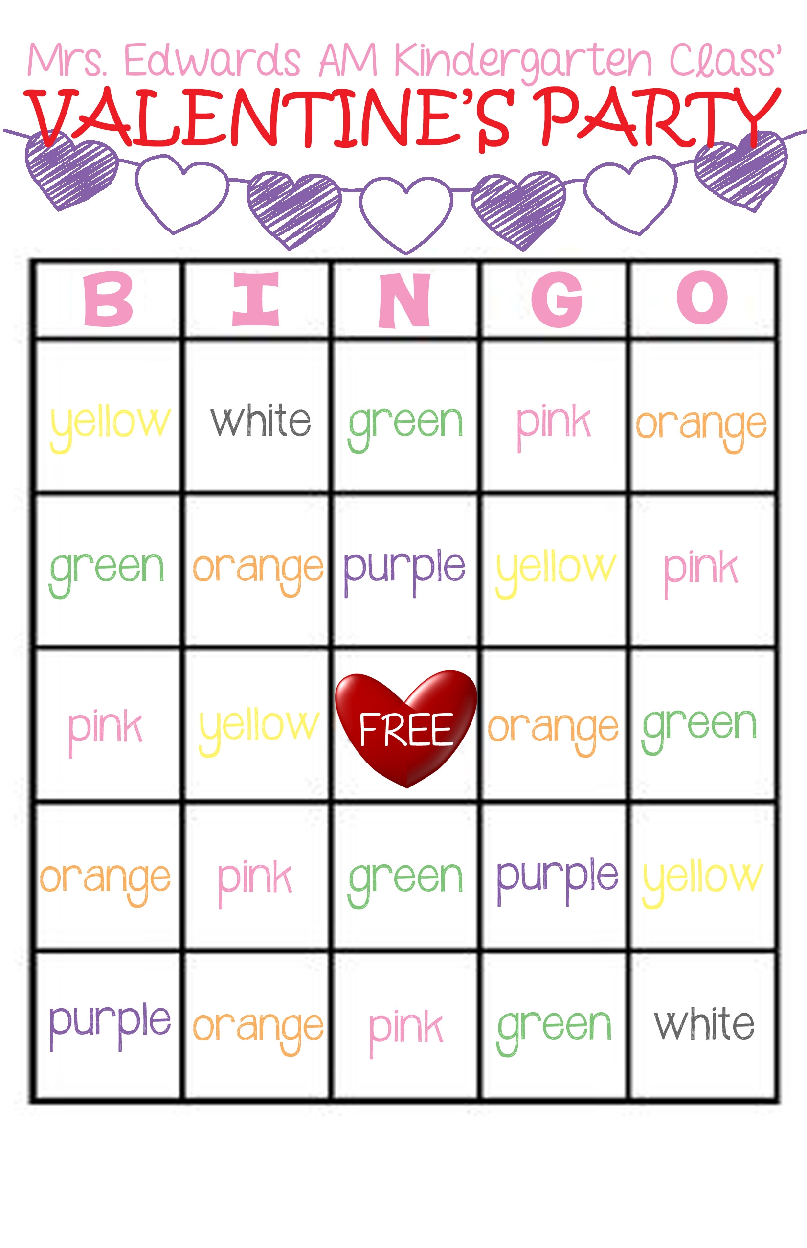 Classroom Valentine s Party Bingo Game FREE Printable Jeni Ro Designs