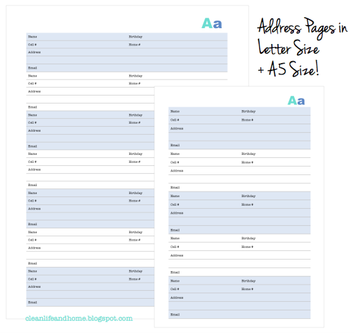 Clean Life And Home NEW Printable Address Book With Tabs Lots Of Dots