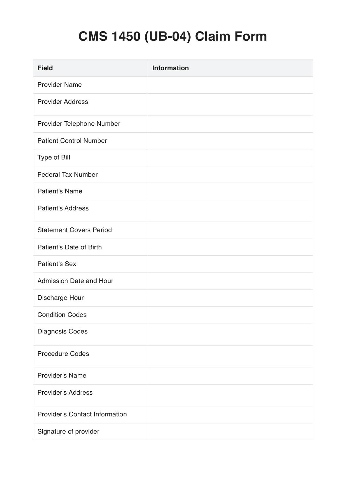 CMS 1500 Form Example Free PDF Download