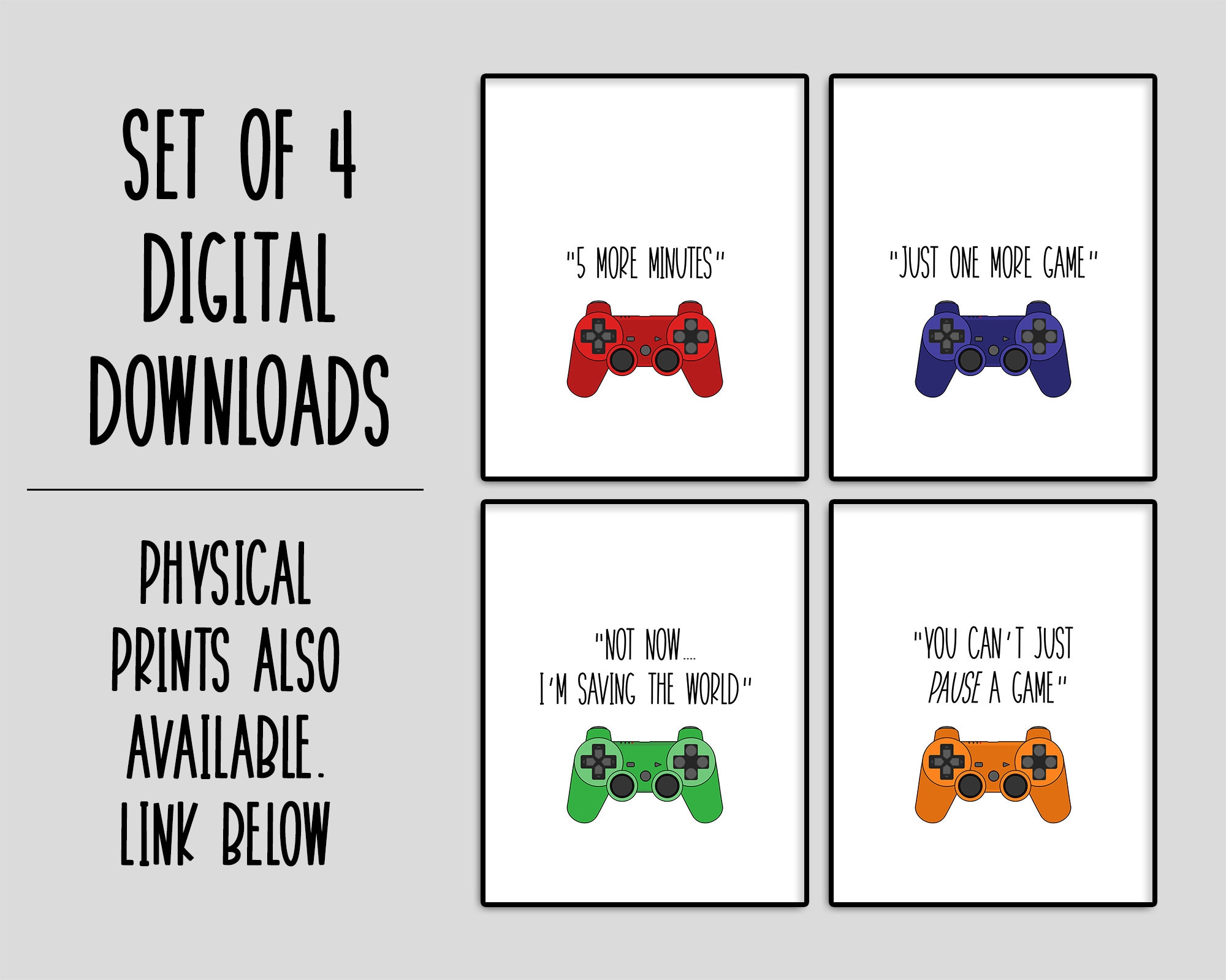 Color Gamer Posters PRINTABLE Wall Art Video Games Room Decor DIGITAL DOWNLOAD Gamer Prints Gamer Gift Game Controller Gaming Sign Etsy