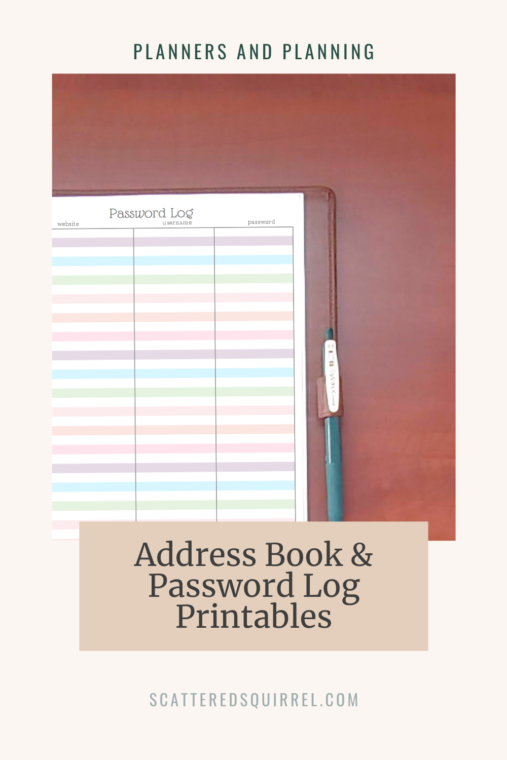 Colourful Address Book And Password Log Printables