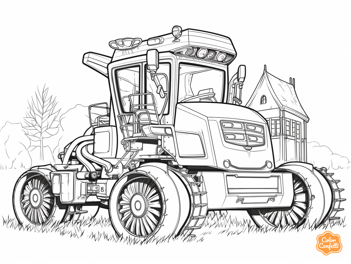 Combine Harvester Coloring Page For Adults Free Printable