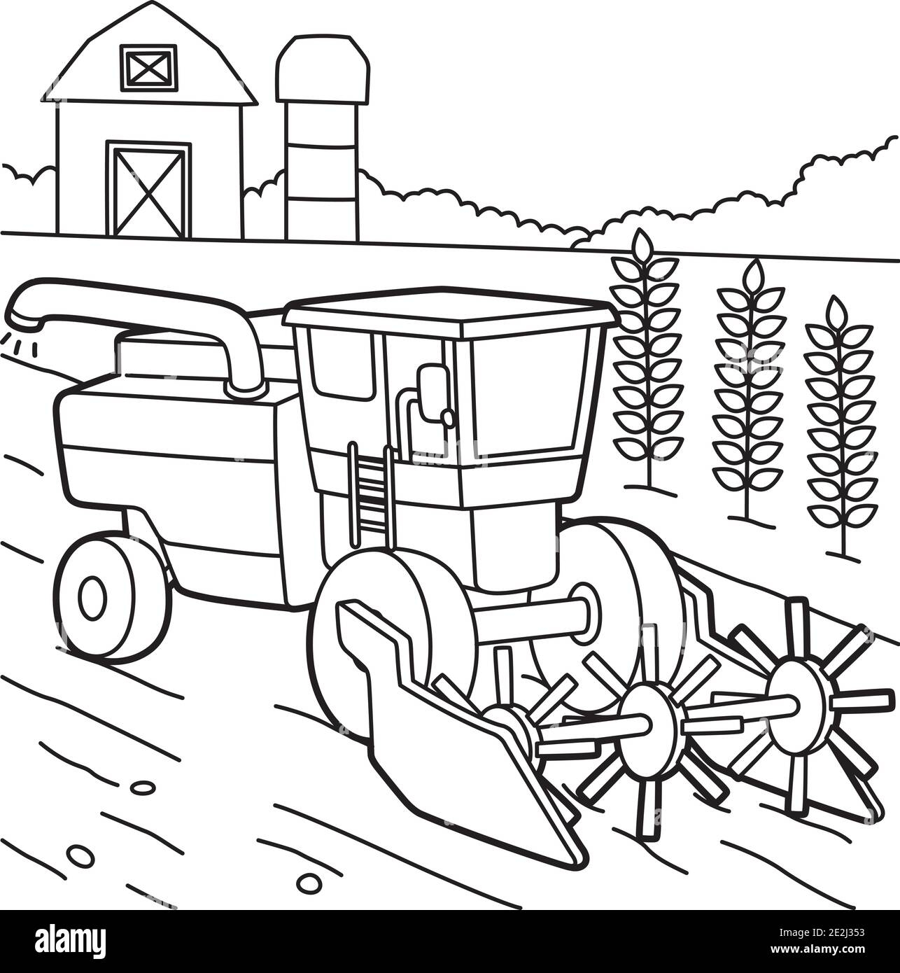 Combine Harvester Coloring Page Stock Vector Image Art Alamy