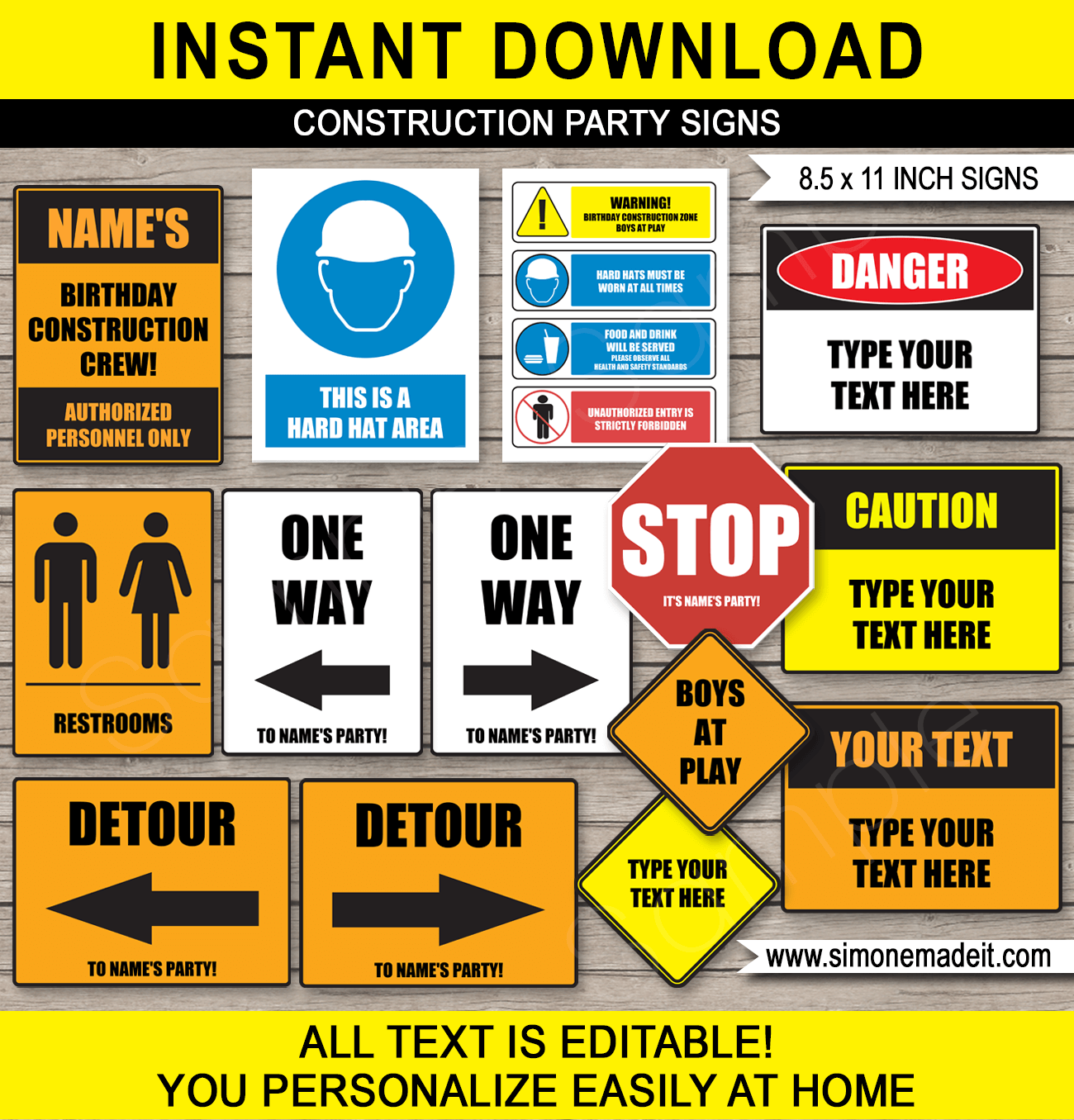 Construction Party Signs Printable Templates Birthday Party Decorations