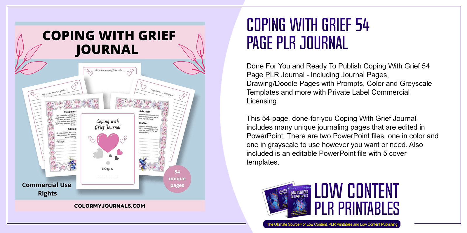Coping With Grief 54 Page PLR Journal PLR Printable Journal Pages