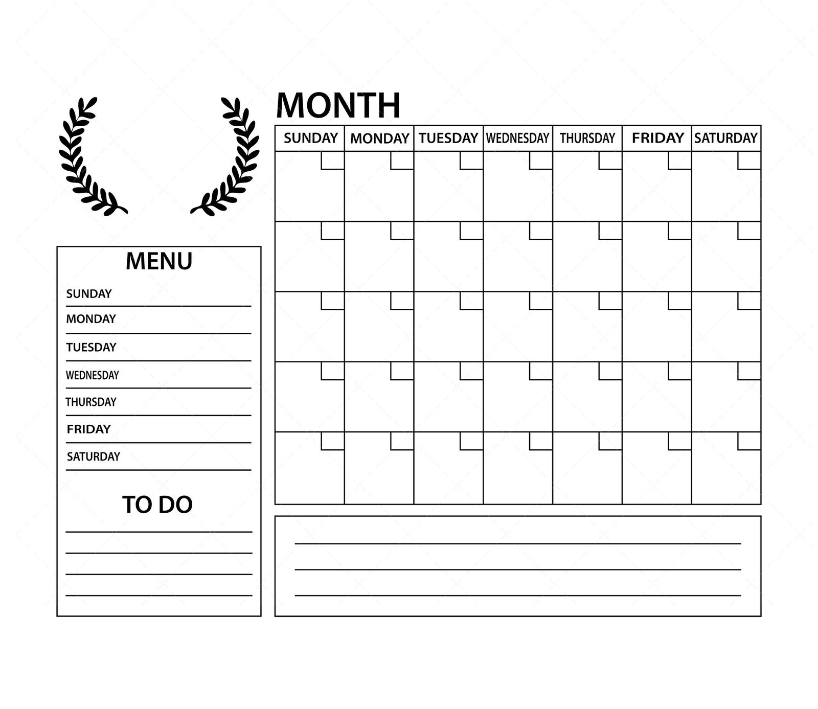 Customizable Family Calendar SVG PNG PDF Monthly Calendar SVG