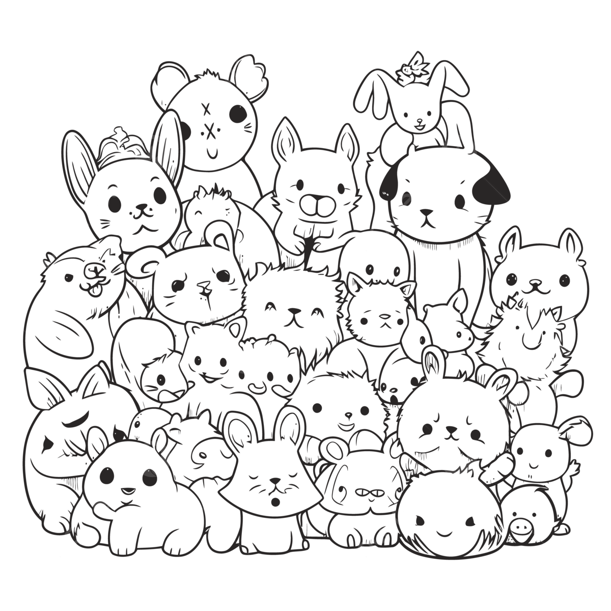 Cute Animals Coloring Pages New Free Printable Cute Animal Coloring Pages Free Outline Sketch Drawing Vector Animal Drawing Wing Drawing Ring Drawing PNG And Vector With Transparent Background For Free Download