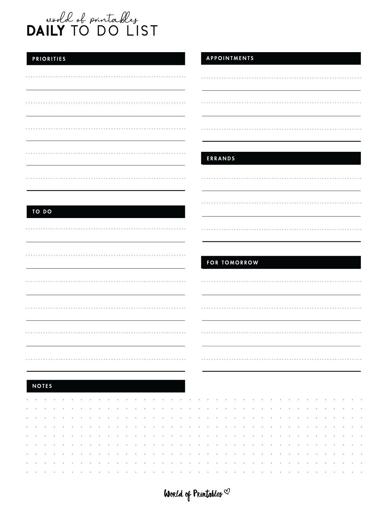 Free Printables To Do List