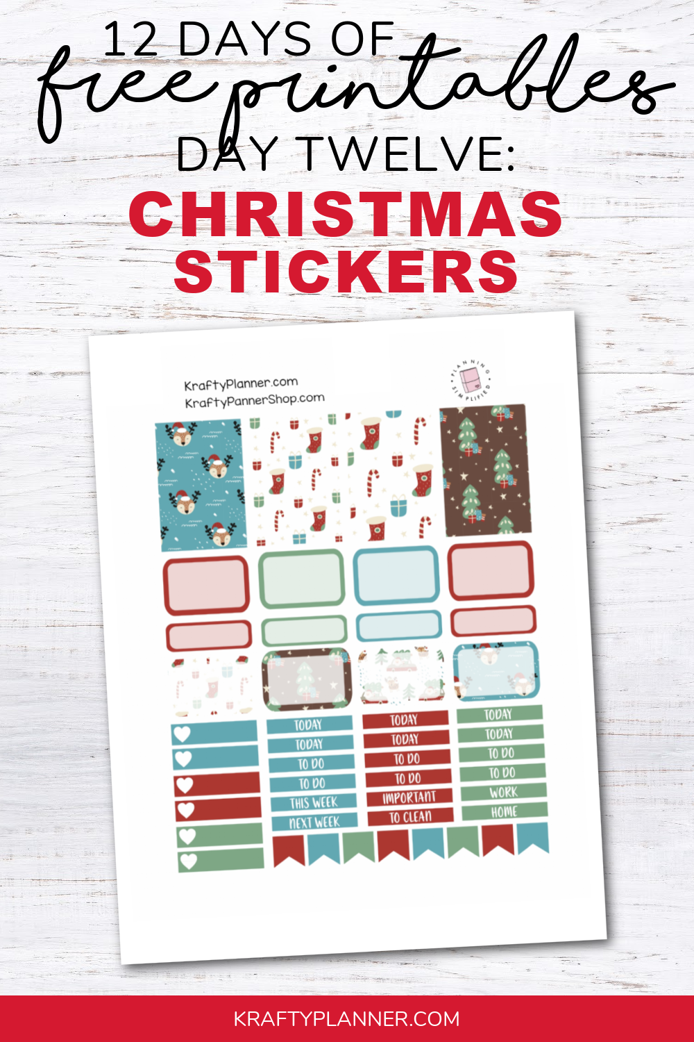DAY 12 Christmas Stickers 12 Days Of Free Christmas Printables Krafty Planner