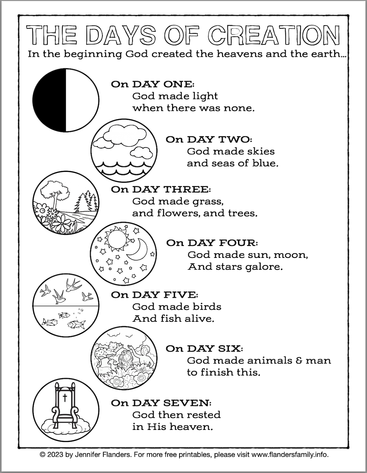 Days Of Creation Printables Flanders Family Home Life