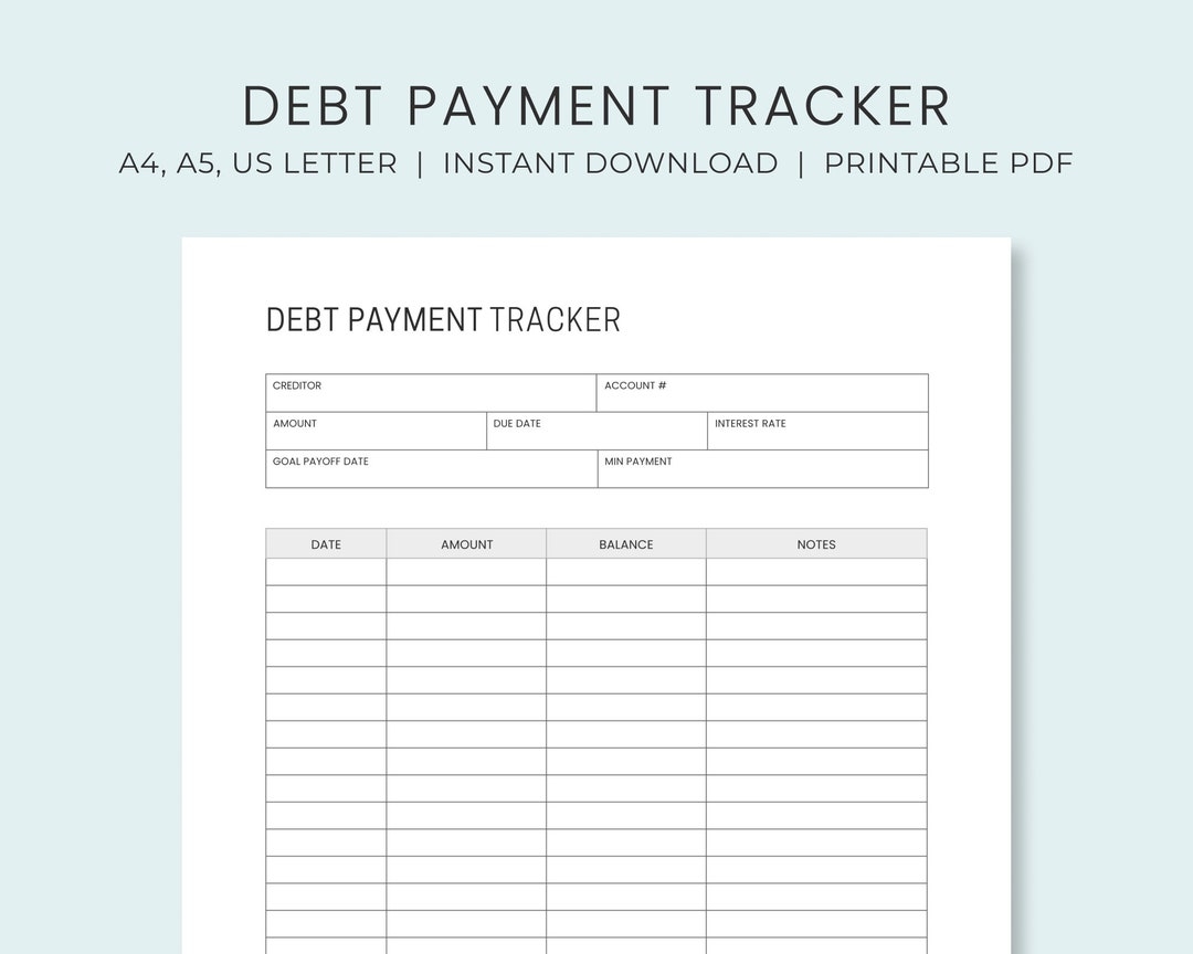 Debt Tracker Free Printable