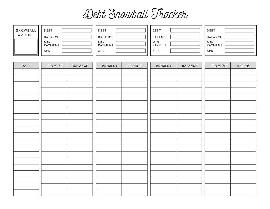 Debt Snowball Tracker Printable Debt Payment Worksheet Debt Payoff Progress Log Debt Free Goal Chart Instant Download Etsy