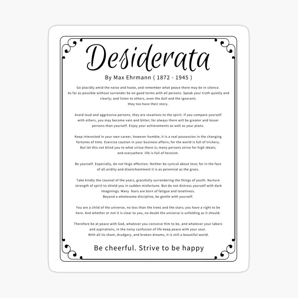 Desiderata Poem Go Placidly By Max Ehrmann Child Of The Universe Poster For Sale By LaziniArts Redbubble