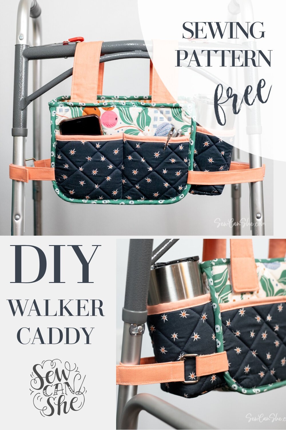 DIY Walker Caddy With A Cup Holder Free Sewing Pattern