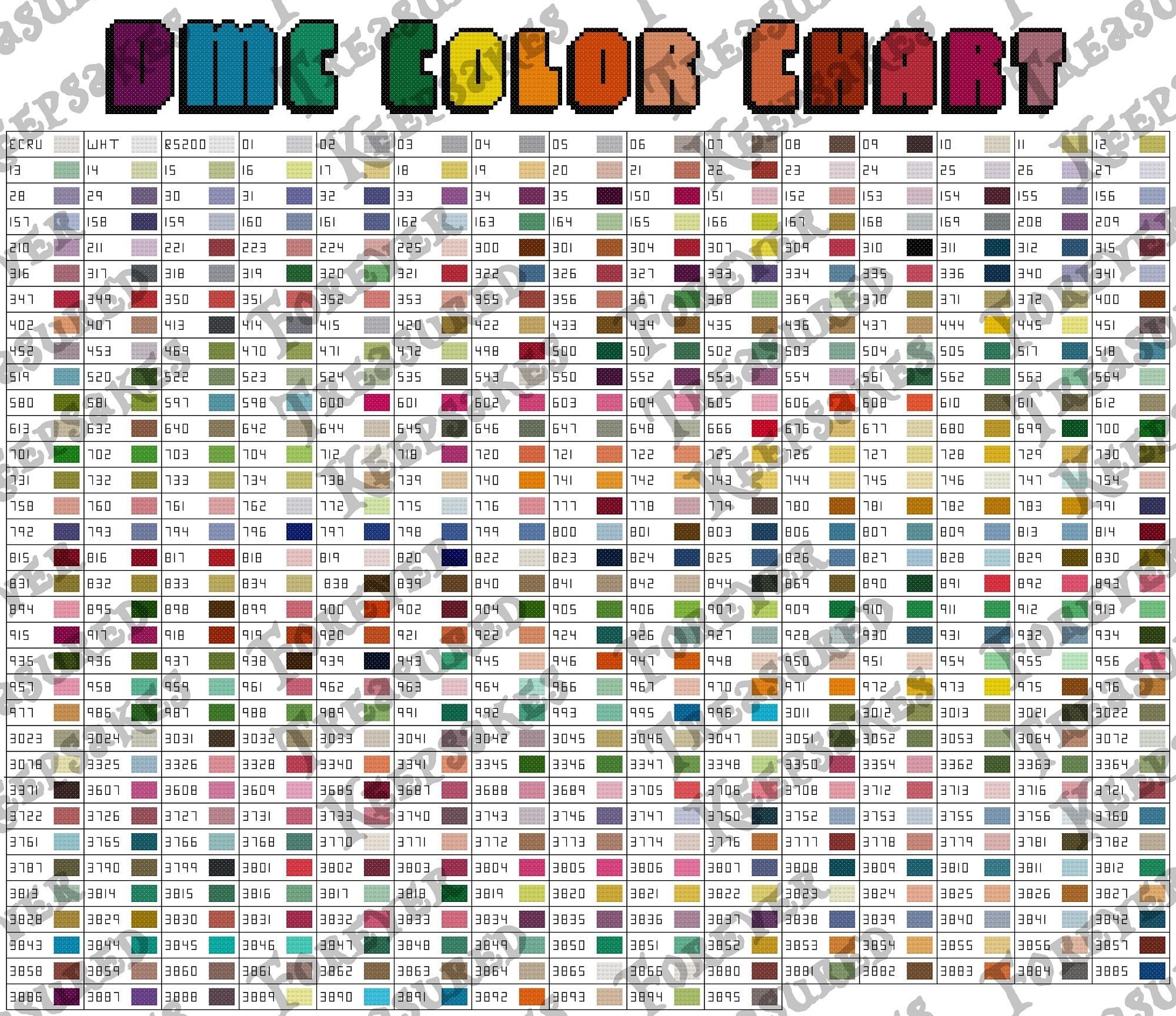 DMC Color Chart 505 Colors PDF Pattern Only Etsy Canada Cross Stitch Patterns Color Chart Pdf Pattern