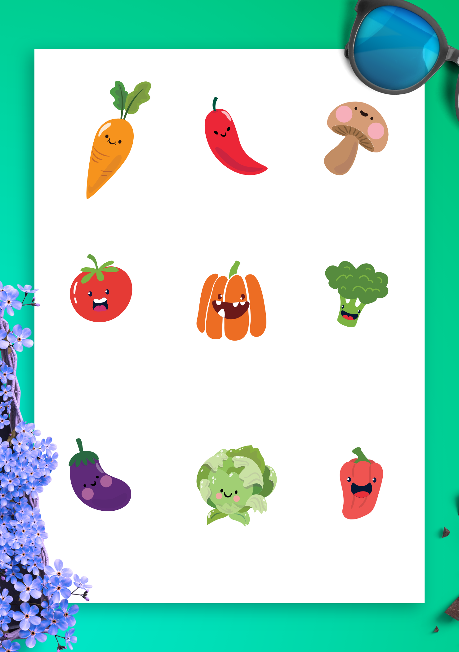 Download Cute Vegetables Sticker Pack PNG