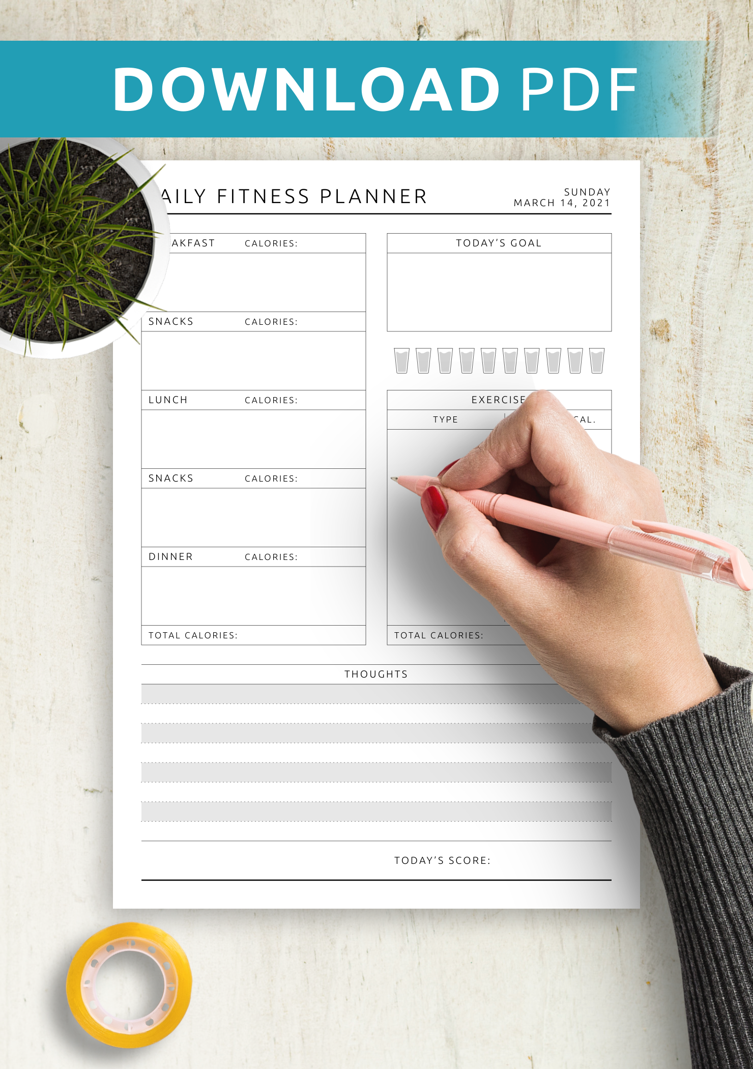 Download Printable Daily Fitness Planner Template PDF