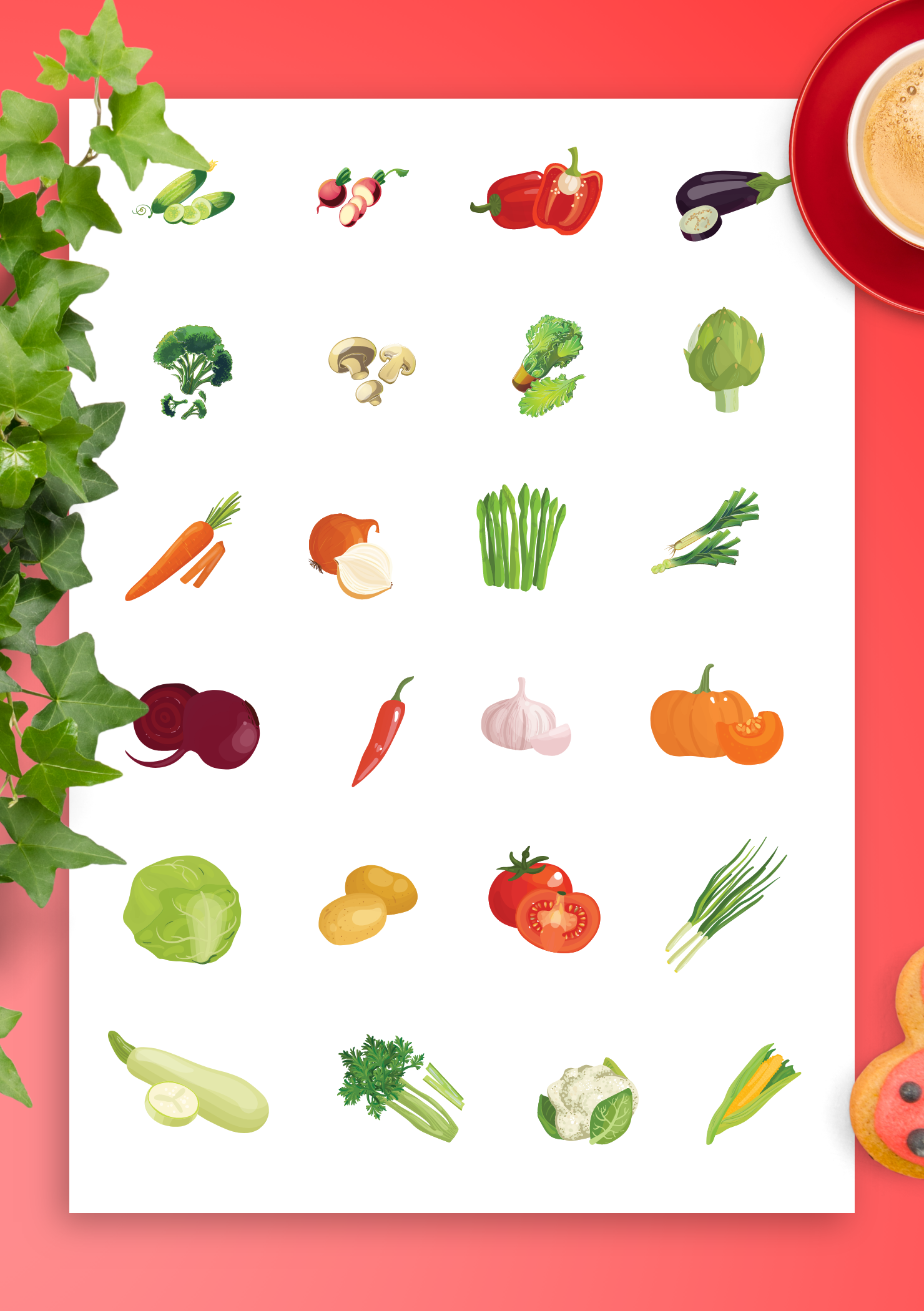 Download Vegetable inspired Sticker Pack PNG