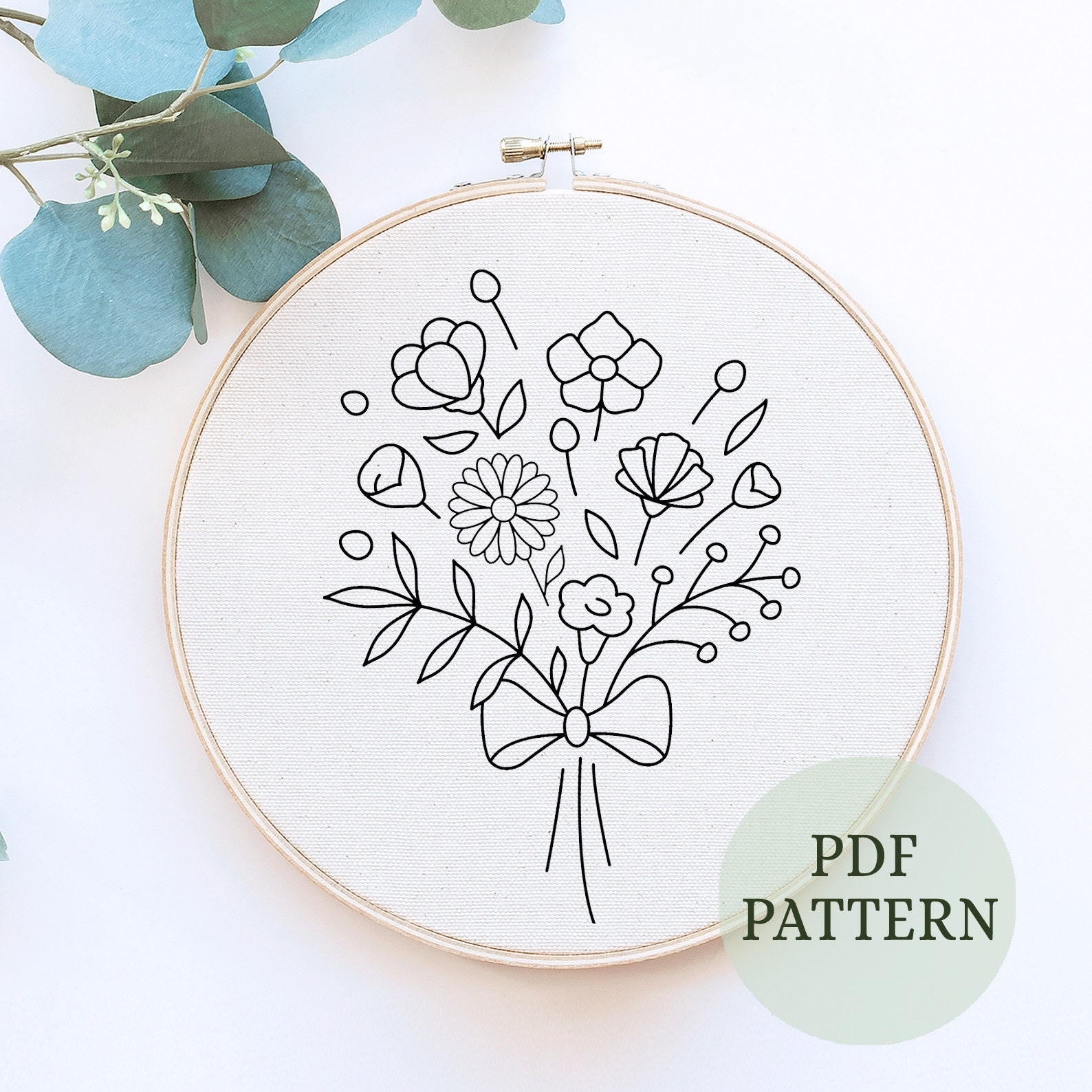 Dried Flowers Bouquet Hand Embroidery Pattern Beginner Embroidery Pattern Pdf Flowers Embroidery Pattern For Beginners Vintage Bouquet Etsy