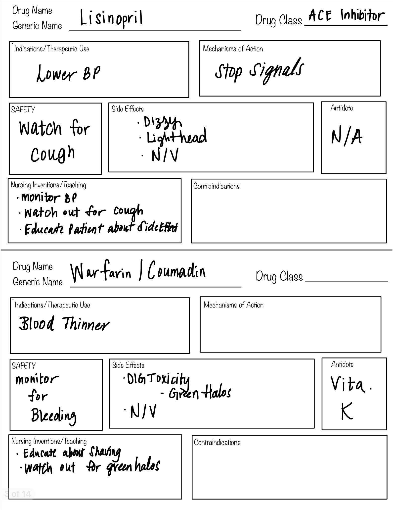 Drug Card Template Etsy