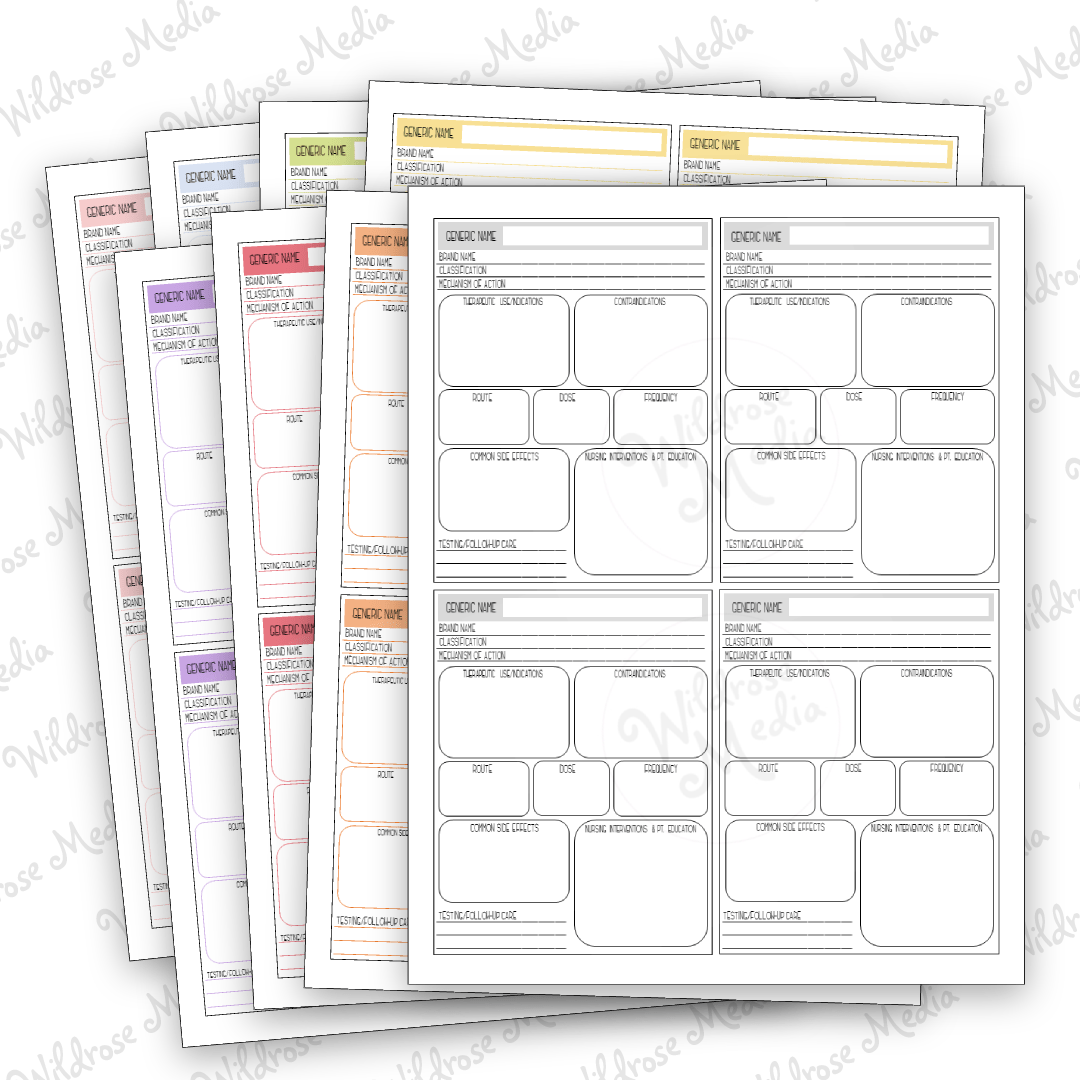 Drug Card Template Wildrose Media