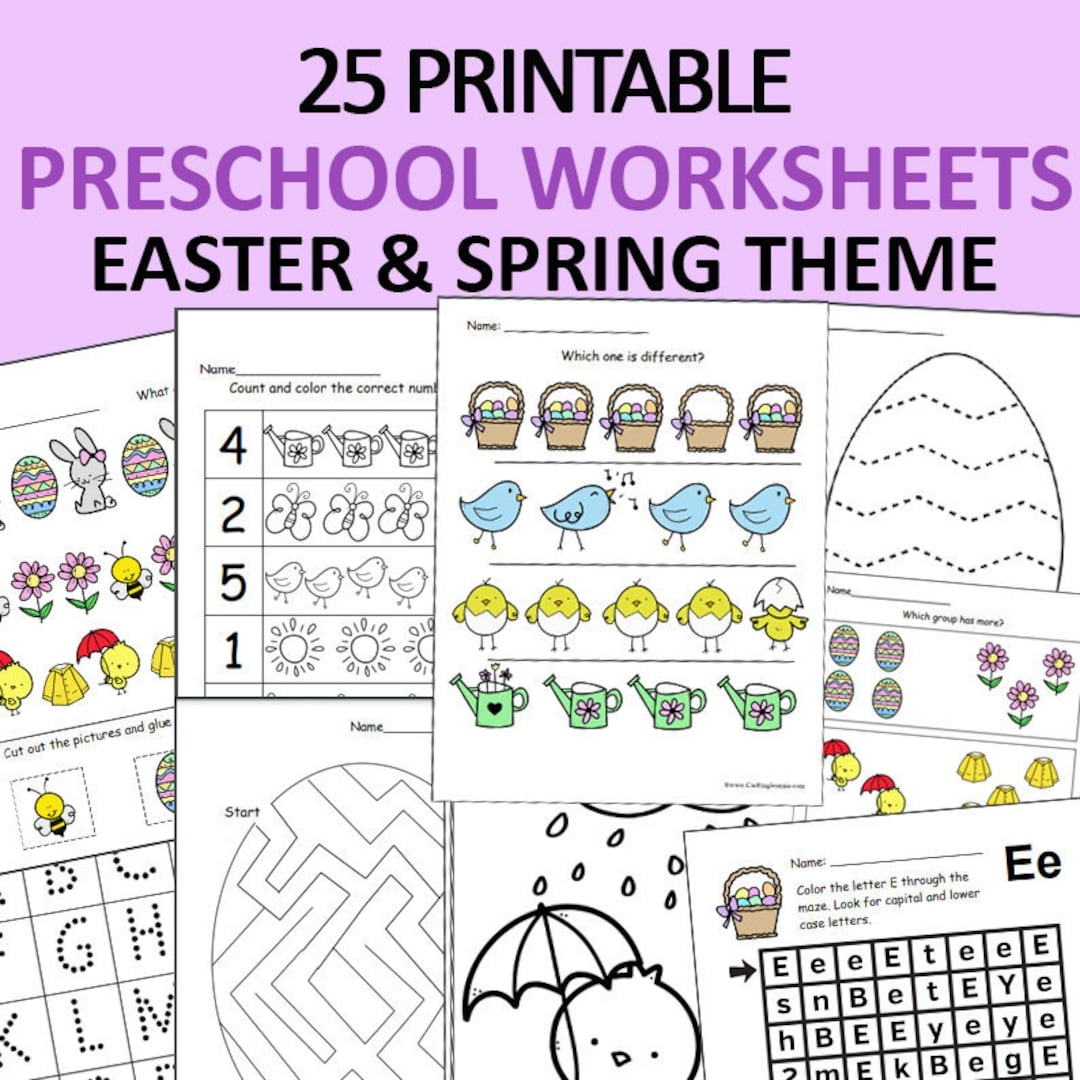 Easter And Spring Preschool Worksheets Printable Spring Preschool Activities Preschool Easter Worksheet Easter And Spring Etsy
