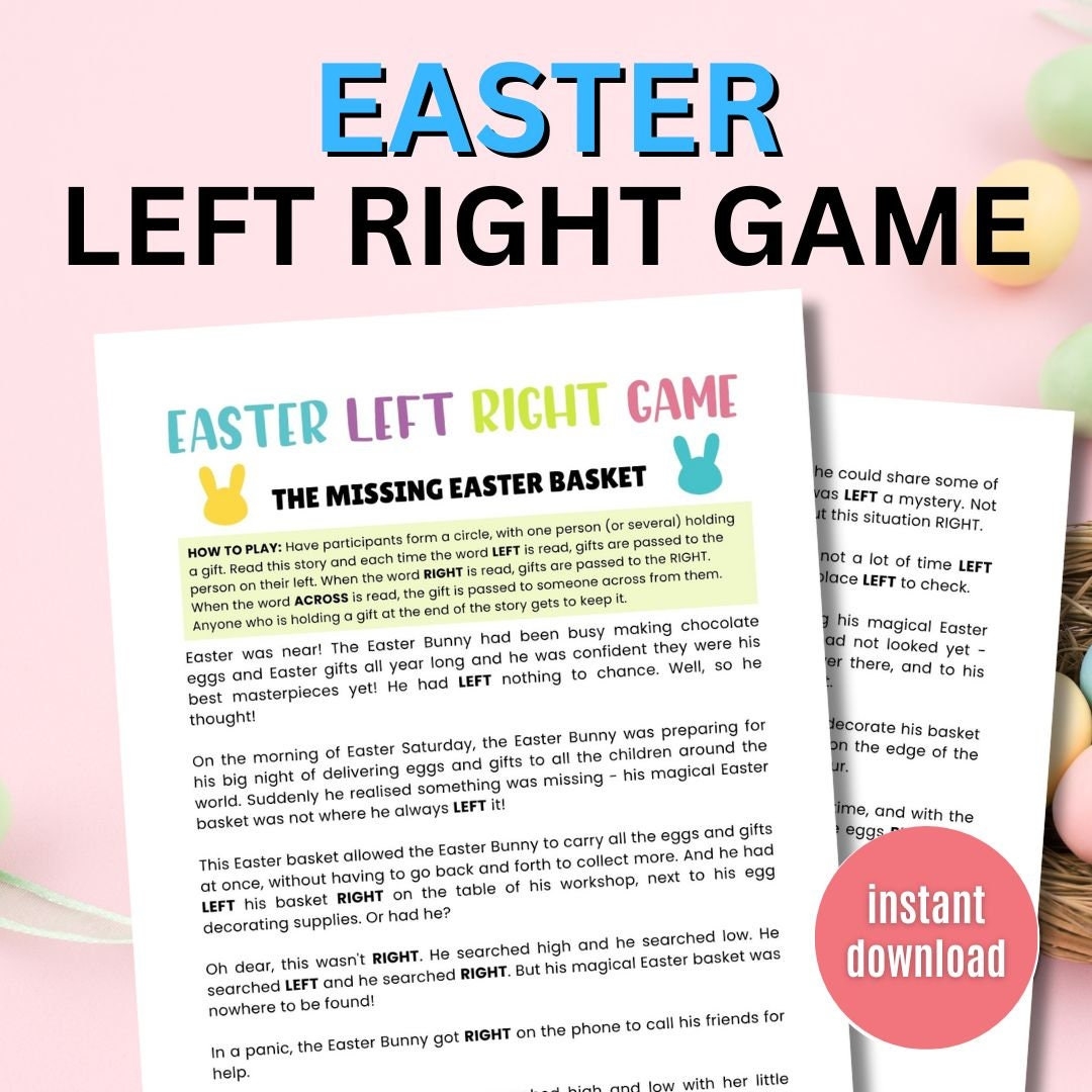 Easter Left Right Game Printable Left Right Game Easter Party Game Left Right Easter Game Easter Activities For Groups Etsy