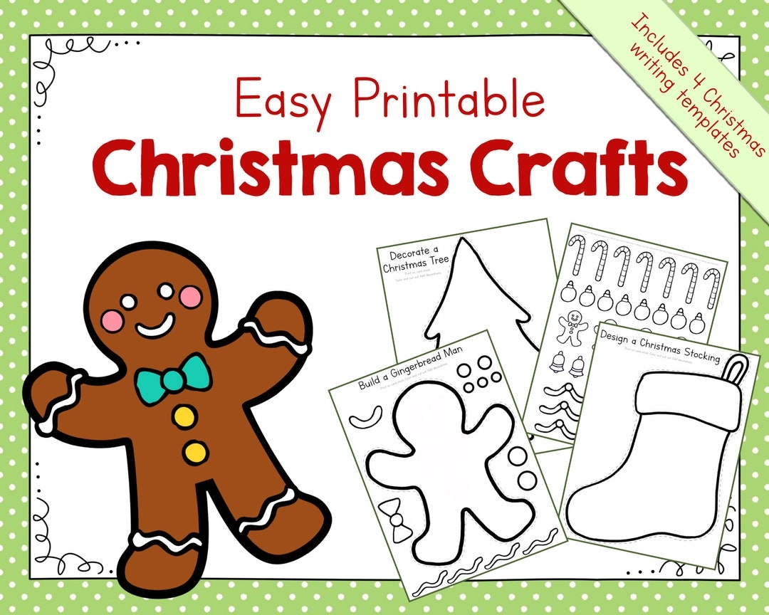 Easy Printable Christmas Crafts And Writing Templates Etsy