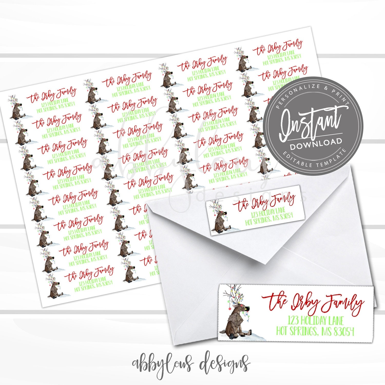 EDITABLE Address Label Printable Christmas Card Address Labels Editable Label Template Editable File Digital Template Instant Access Etsy