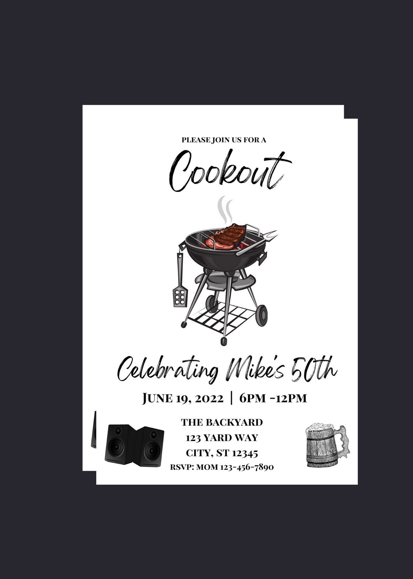 Editable Cookout Invitation Birthday Cookout BBQ Invite Digital Download Printable Text Invite Etsy