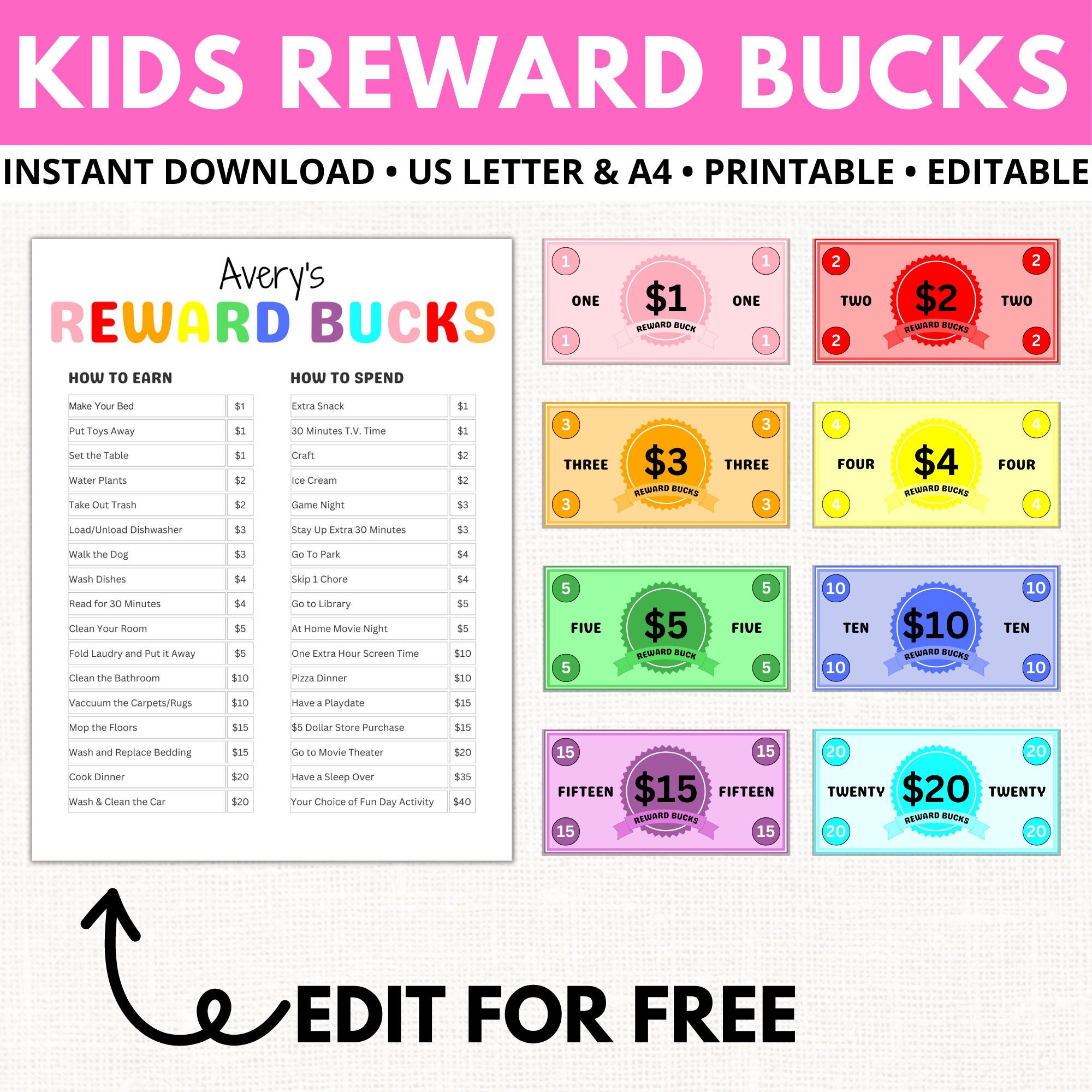 Free Printable Reward Bucks