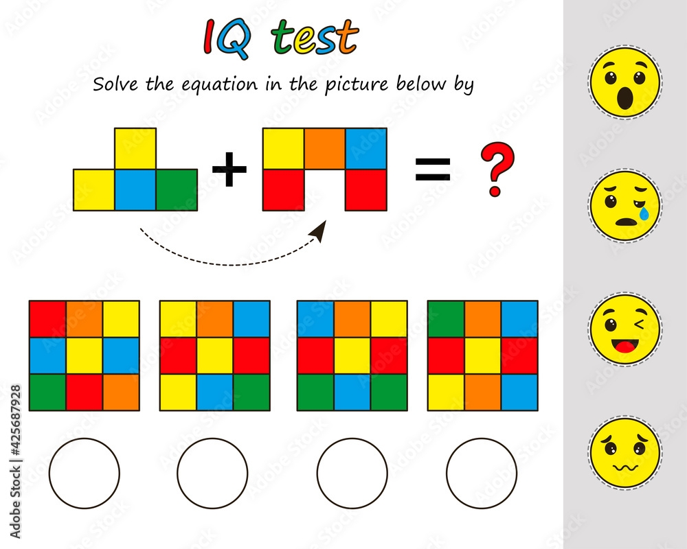 Education Logic Game For Preschool Kids Kids Activity Sheet Solve The Equation In The Picture Below By Iq Test Children Funny Riddle Entertainment Vector Illustration Stock Vector Adobe Stock