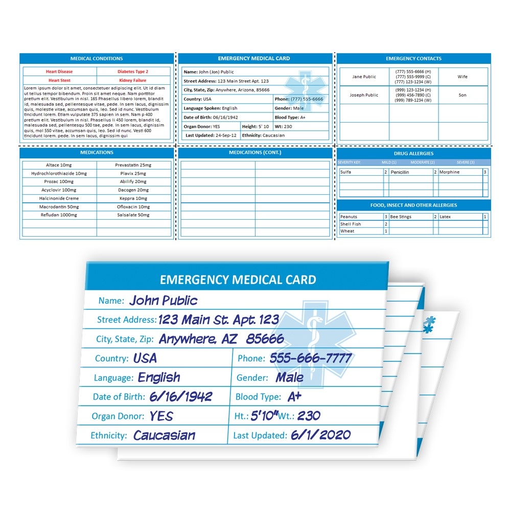 Emergency Medical Cards Includes Protective Sleeves In Case Of Emergency Medical ID Wallet Card Medical Alert Cards Universal Medical Data