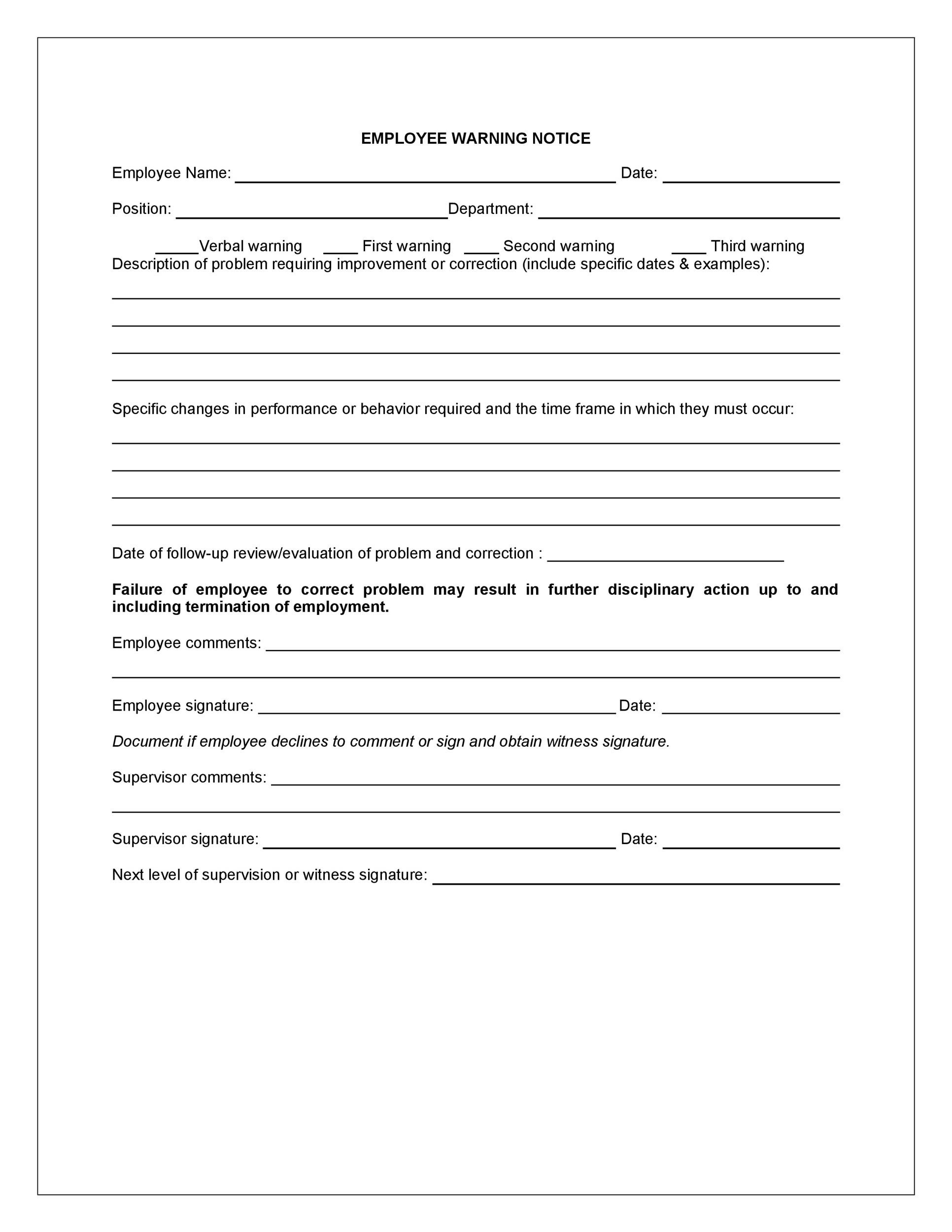 Employee Warning Notice Download 56 Free Templates Forms