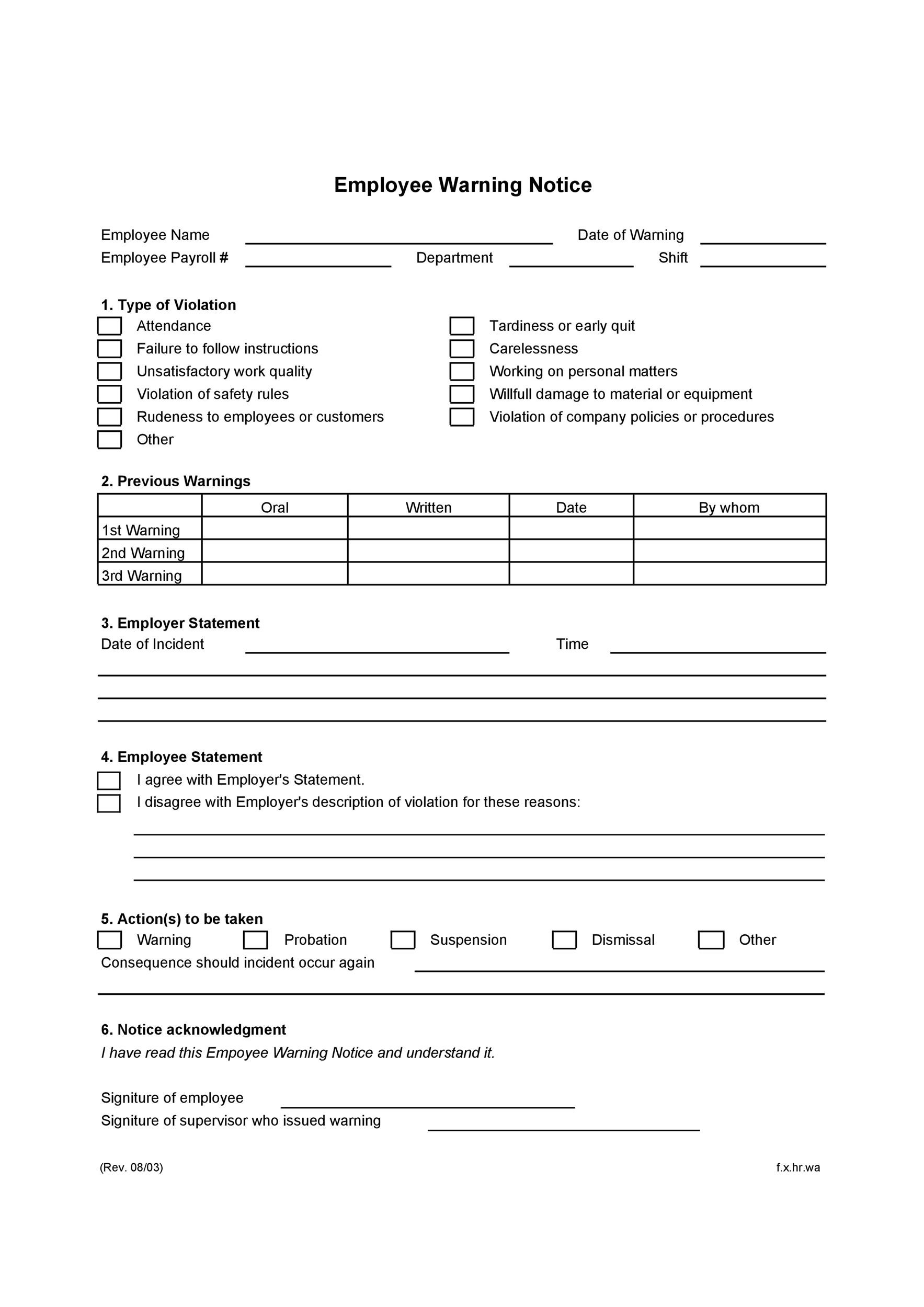 Employee Warning Notice Download 56 Free Templates Forms