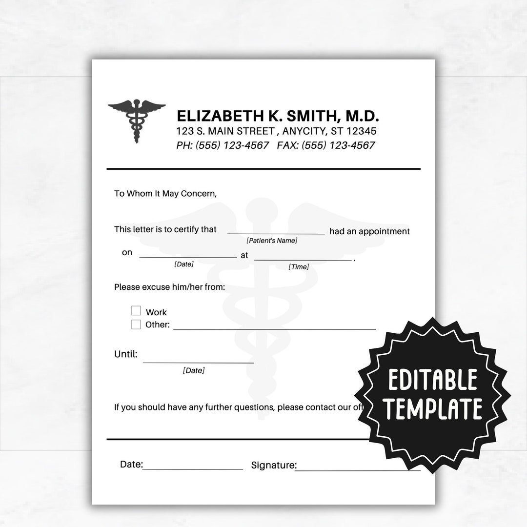 Free Printable Dr Note