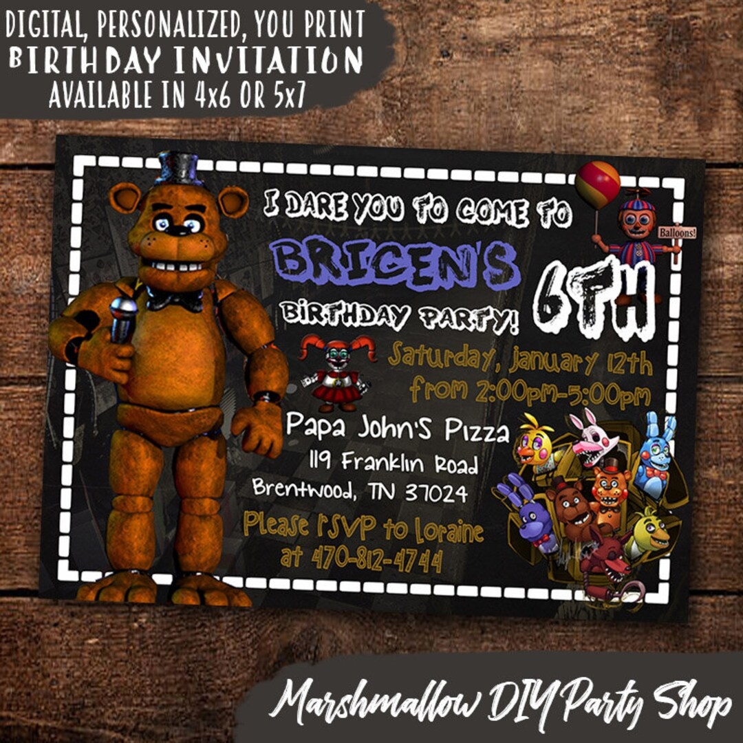 Free Printable Fnaf Birthday Invitations