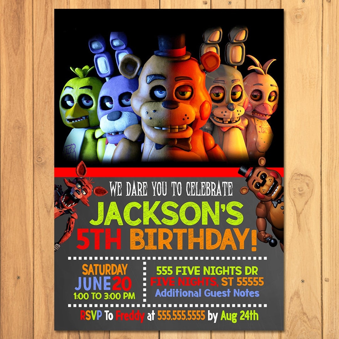 Five Nights At Freddy s Invitation Chalkboard FNAF Birthday Party 5 Nights At Freddy s Invite 5 Nights Freddys Video Game Party 100817 Etsy