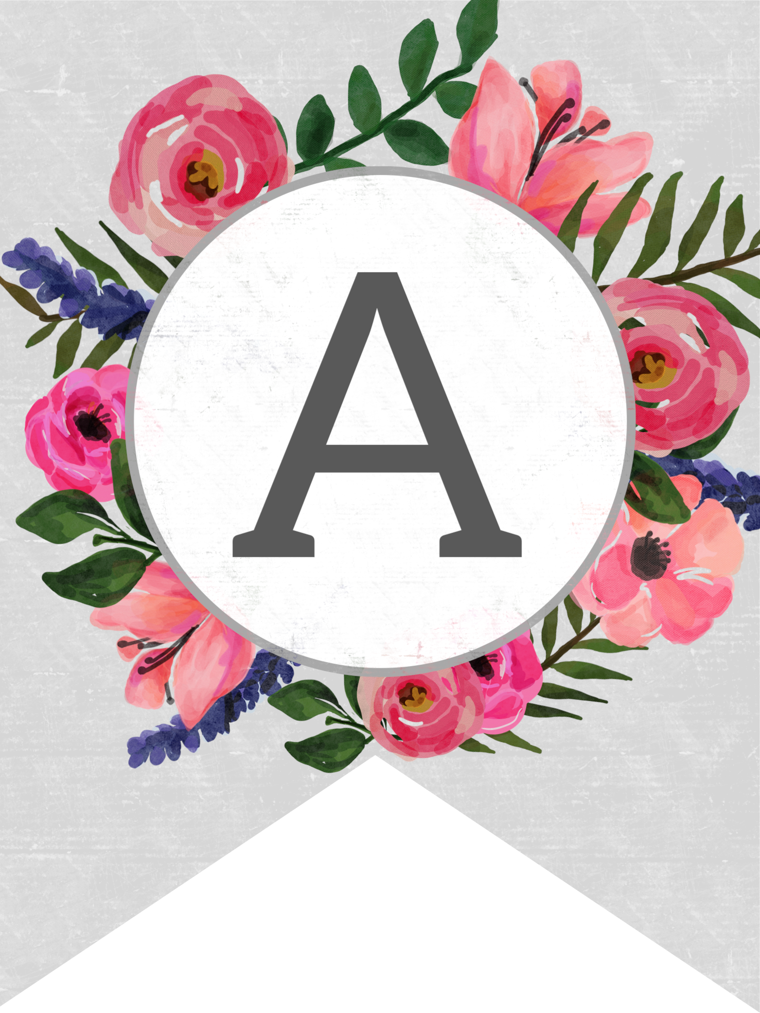 Floral Alphabet Banner Letters Free Printable Paper Trail Design