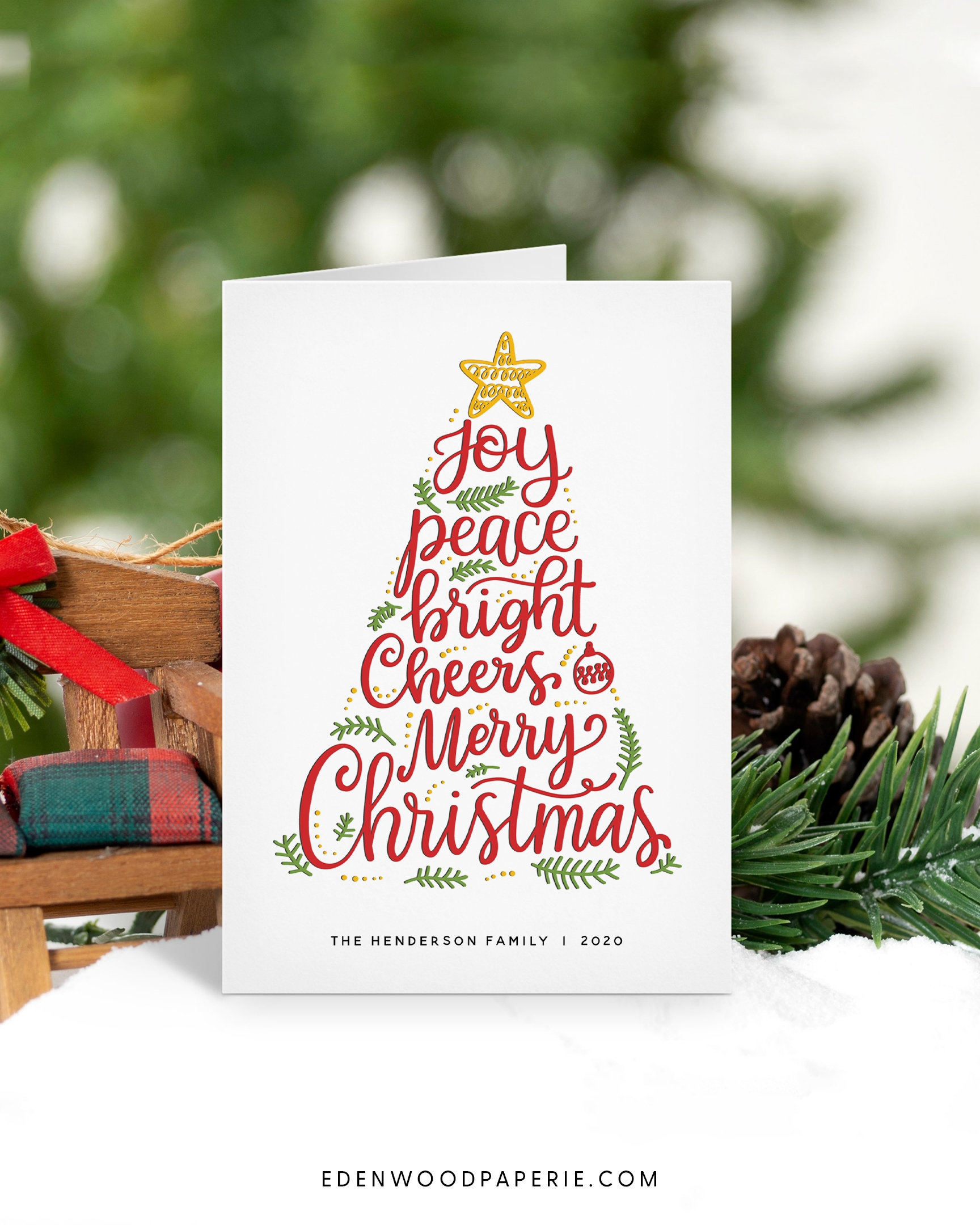 Folded Christmas Card Template 5x7 Happy Holidays Greeting Card Printable Christmas Cards Editable Christmas Card Download Templett Etsy