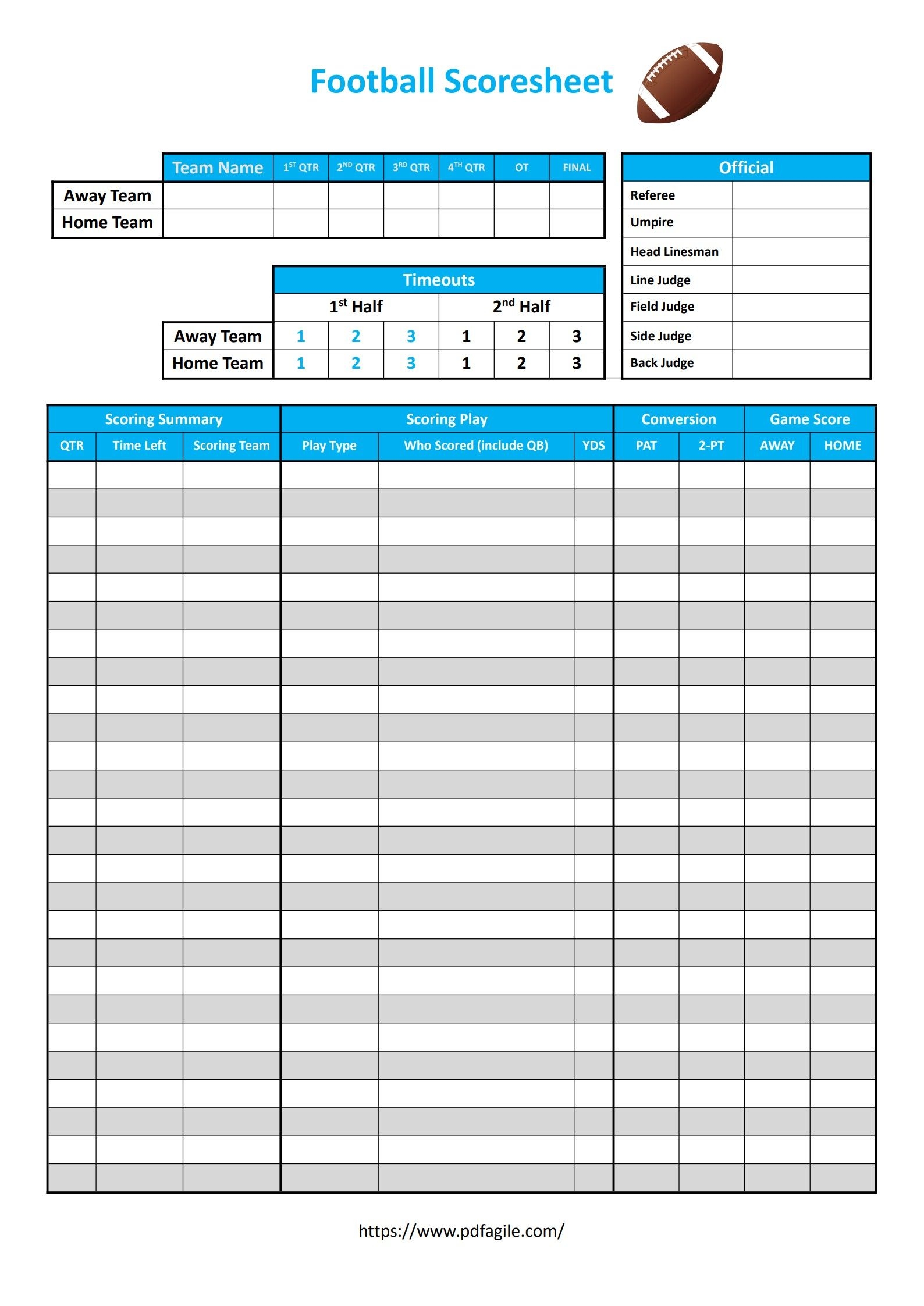 Football Scoresheet Template PDF Agile