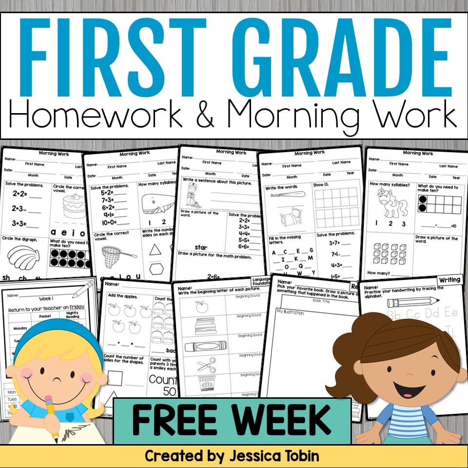 Free 1st Grade Morning Work Homework Elementary Nest