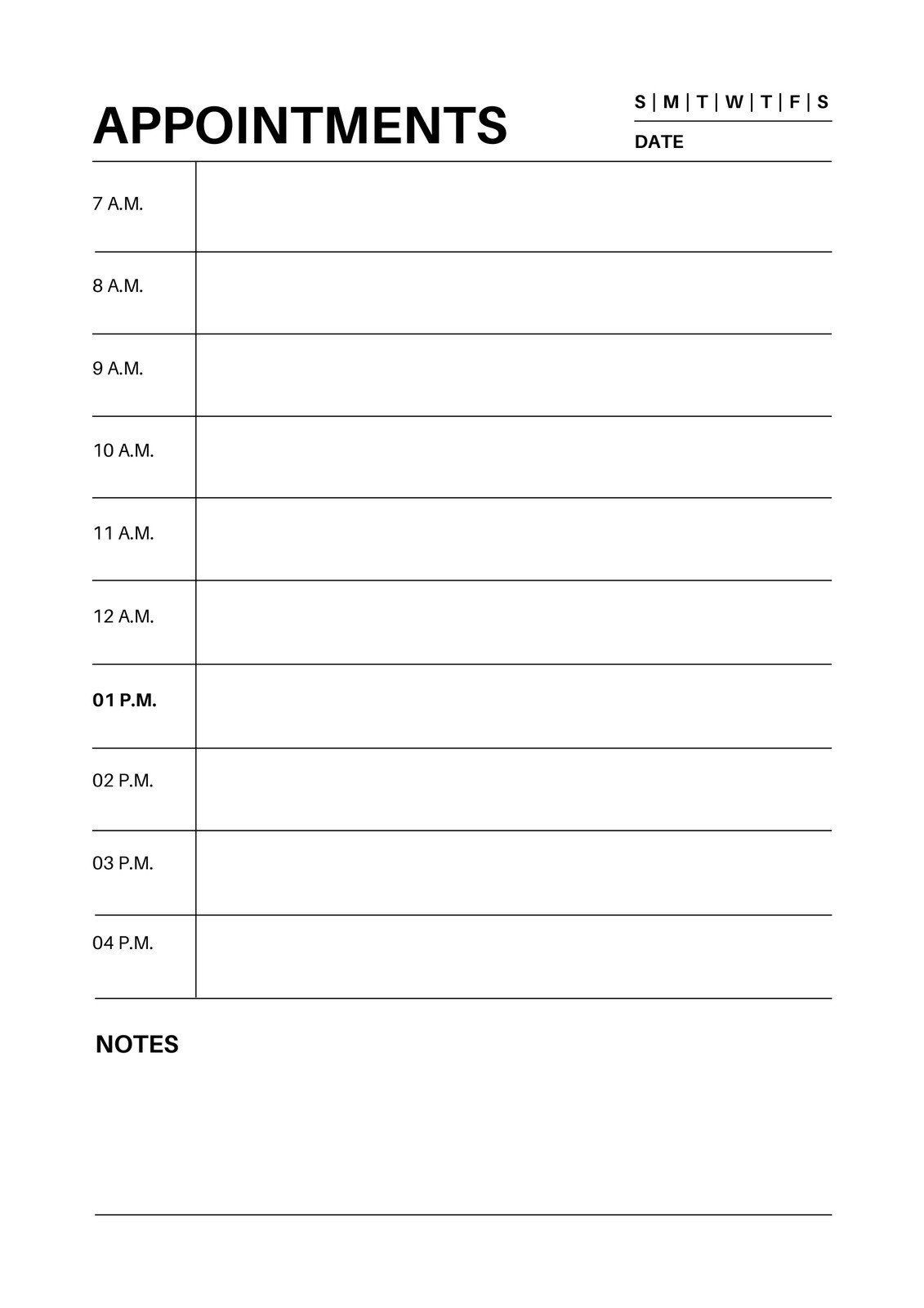 Free Printable Appointment Pages