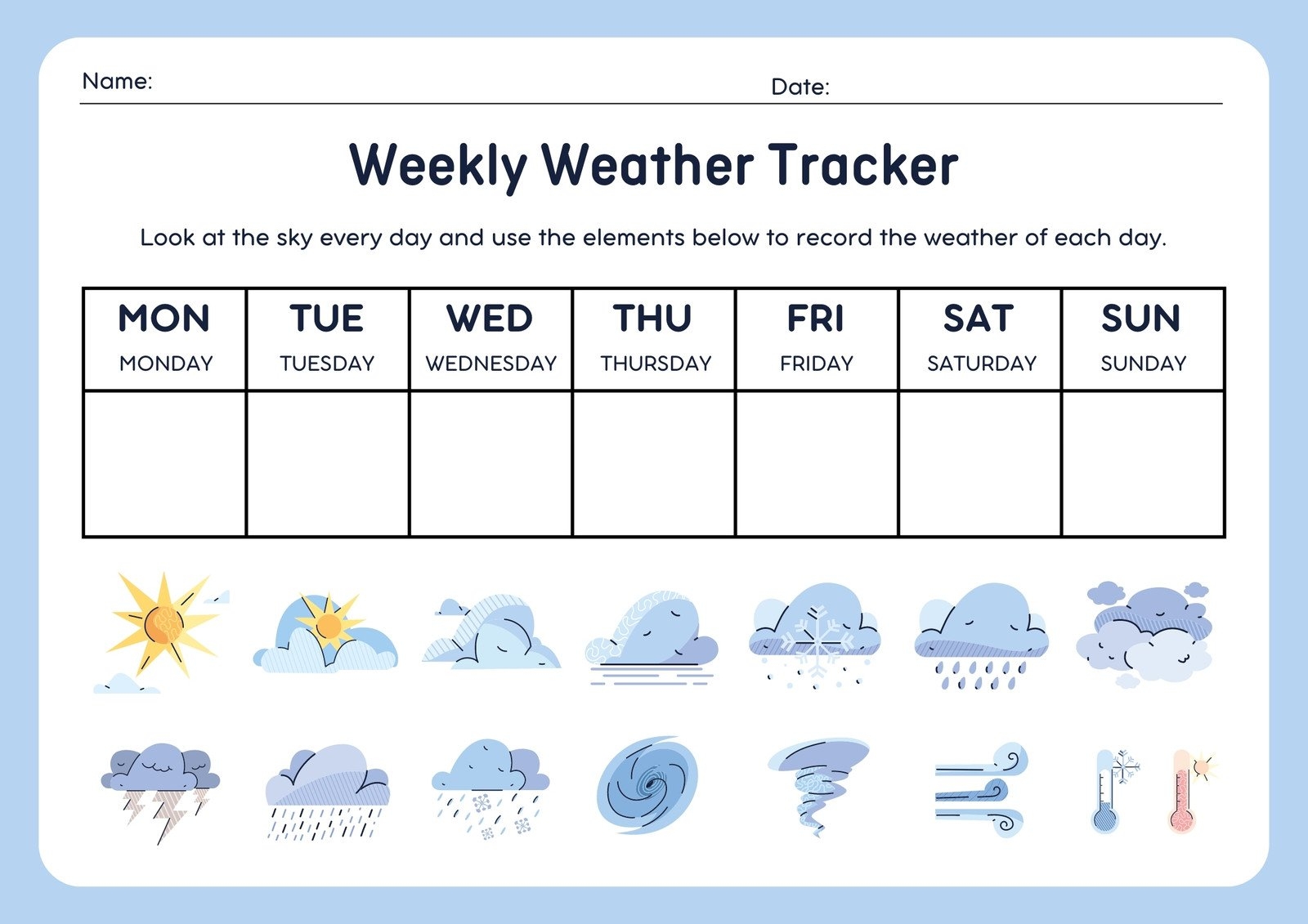 Free Printable Weather Chart Pdf
