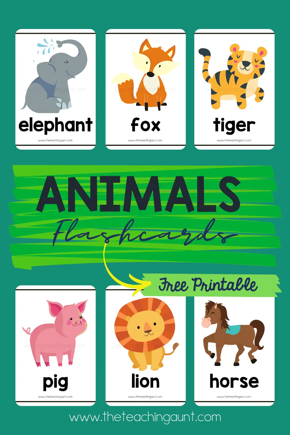 Free Animal Flashcards The Teaching Aunt