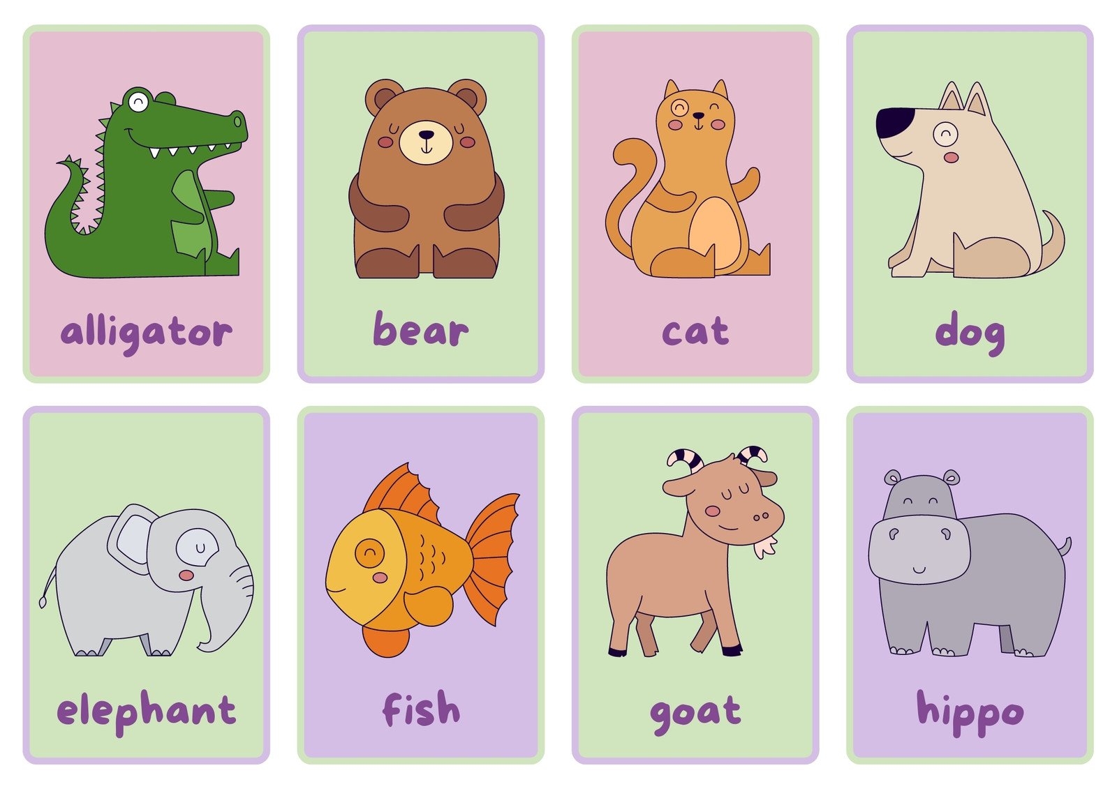 Free Animal Flashcards To Customize And Print Canva